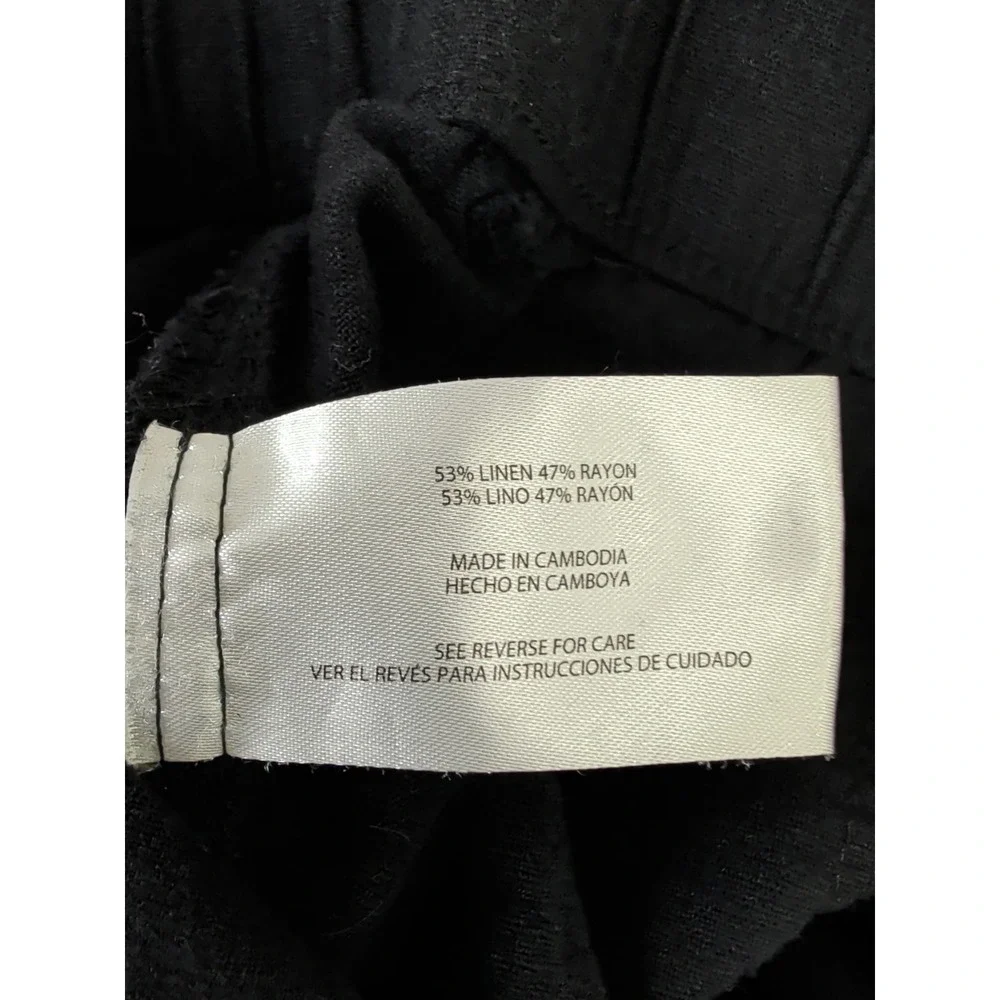 Gap Wide Leg Pants Womens XL‎ Black Linen Blend Pull On Business Casual Beach